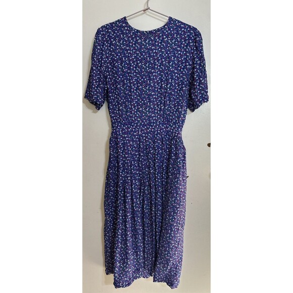 Karin Stevens Petites Womens Maxi Dress Size 12 Blue Floral Short Sleeve - Picture 1 of 9